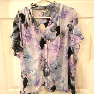 Calvin Klein Flutter Sleeve Blouse, Size 2X